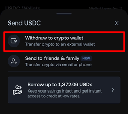 出金を選択(Withdraw to crypto wallet)